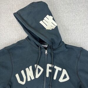Vintage Undefeated Full Zip Up Hoodie Black Medium Logo Graphic Urban Streetwear